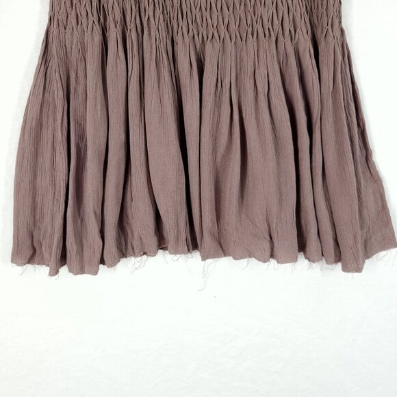 Free People Blouson Mini Dress Size XS Boho Tunic Balloon Sleeve Raw Hem Crinkle - Picture 8 of 13